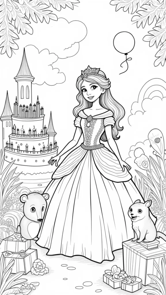 princess birthday coloring pages